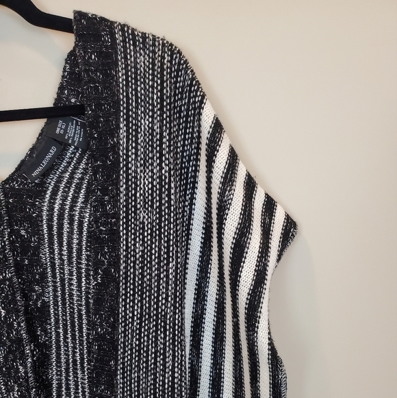 Nina Leonard black stripe Sleeveless cardigan sweater - Picture 7 of 9